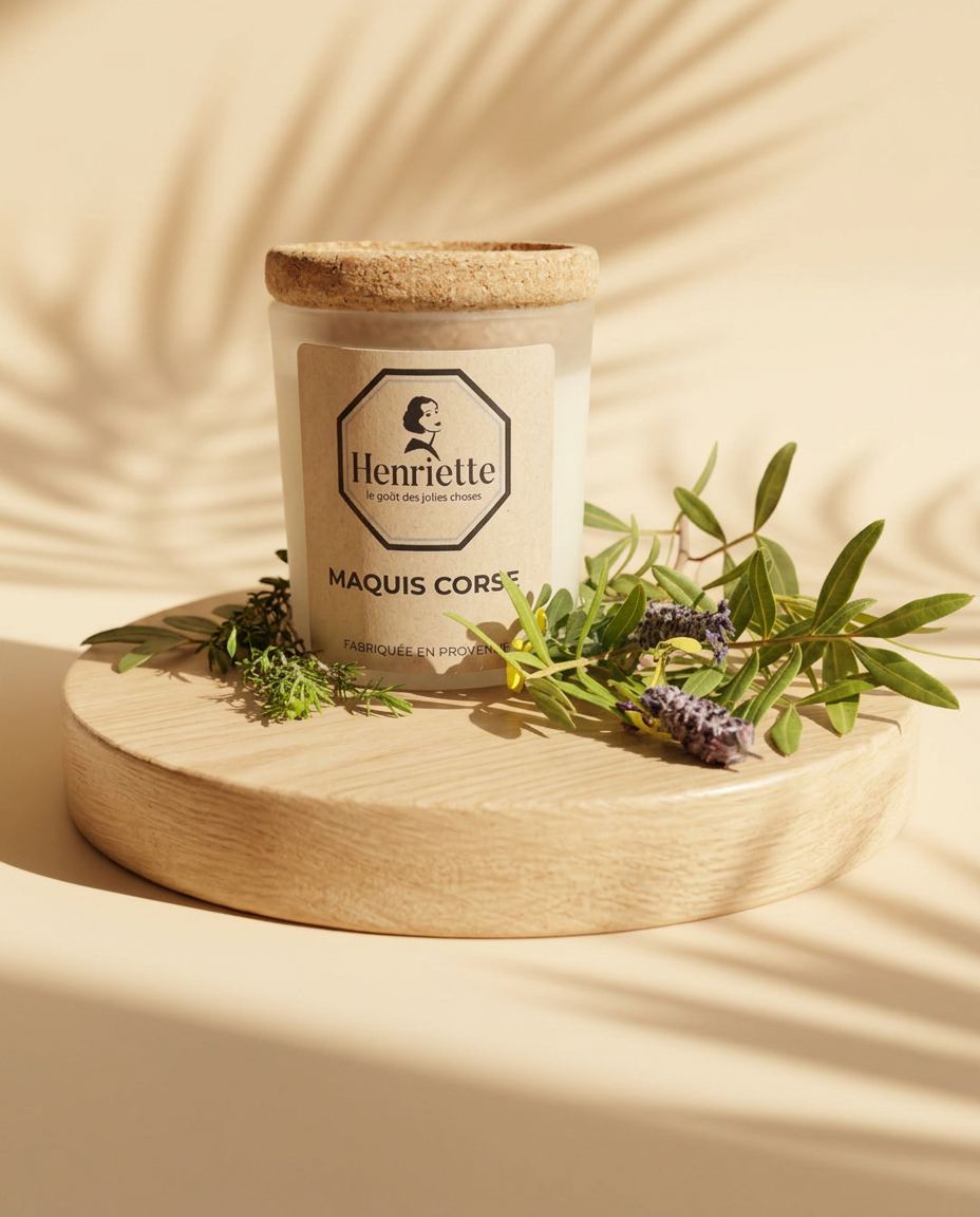 Bougie Maquis Corse, bougie parfumée artisanale en cire végétale Henriette, fabriquée à la main en Provence : Notre bougie Maquis Corse est arrivée… et son odeur est juste sublime.